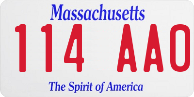 MA license plate 114AA0
