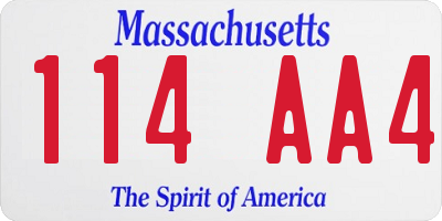 MA license plate 114AA4