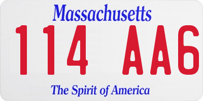 MA license plate 114AA6