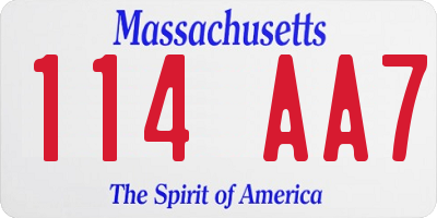 MA license plate 114AA7