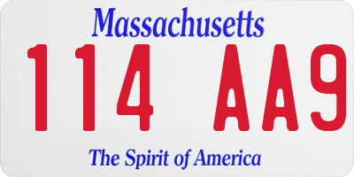 MA license plate 114AA9