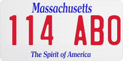 MA license plate 114AB0