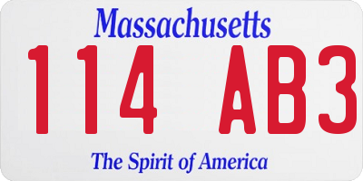 MA license plate 114AB3