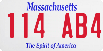 MA license plate 114AB4
