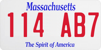 MA license plate 114AB7