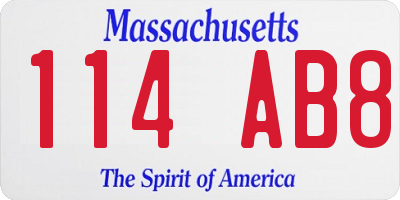MA license plate 114AB8