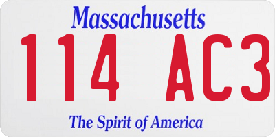 MA license plate 114AC3