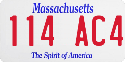 MA license plate 114AC4