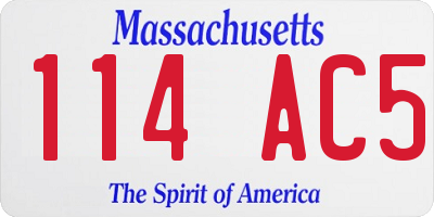 MA license plate 114AC5