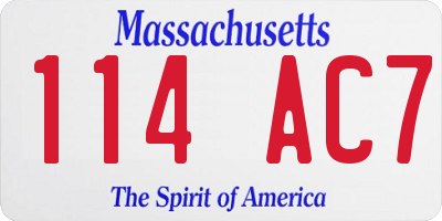 MA license plate 114AC7