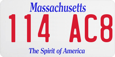 MA license plate 114AC8