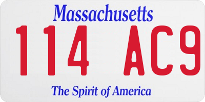 MA license plate 114AC9