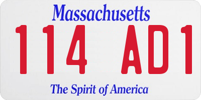 MA license plate 114AD1