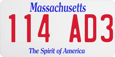 MA license plate 114AD3