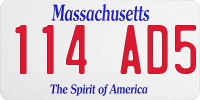 MA license plate 114AD5