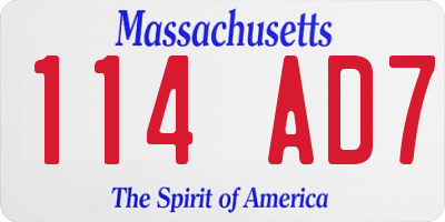 MA license plate 114AD7