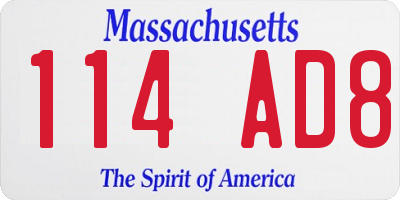 MA license plate 114AD8