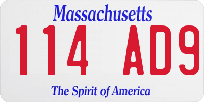 MA license plate 114AD9