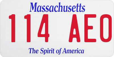 MA license plate 114AE0