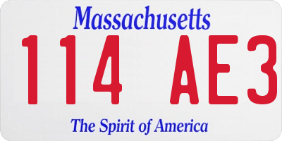 MA license plate 114AE3