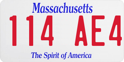 MA license plate 114AE4