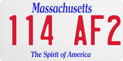 MA license plate 114AF2