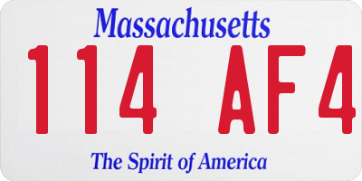 MA license plate 114AF4