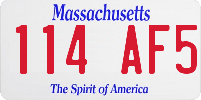 MA license plate 114AF5