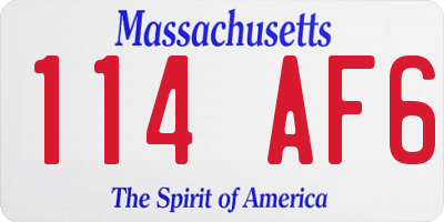 MA license plate 114AF6