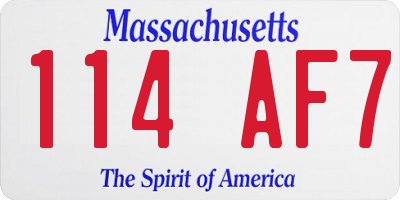 MA license plate 114AF7
