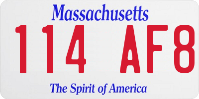 MA license plate 114AF8