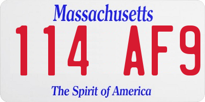 MA license plate 114AF9