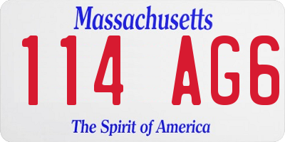 MA license plate 114AG6