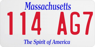 MA license plate 114AG7