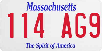 MA license plate 114AG9