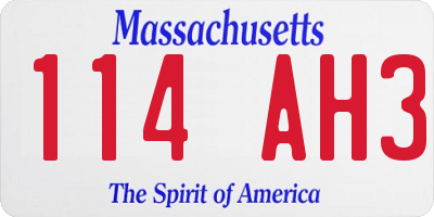 MA license plate 114AH3