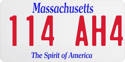 MA license plate 114AH4