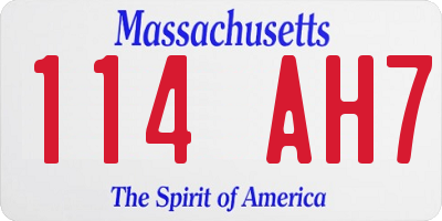 MA license plate 114AH7