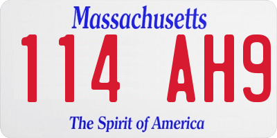 MA license plate 114AH9