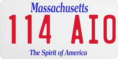 MA license plate 114AI0