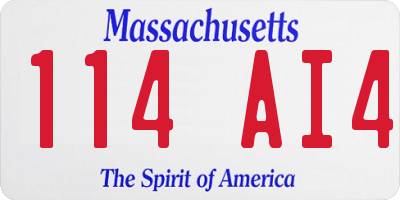 MA license plate 114AI4
