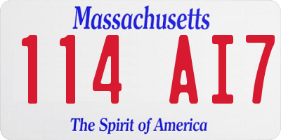 MA license plate 114AI7