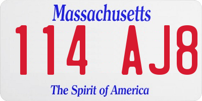 MA license plate 114AJ8