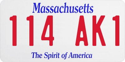 MA license plate 114AK1