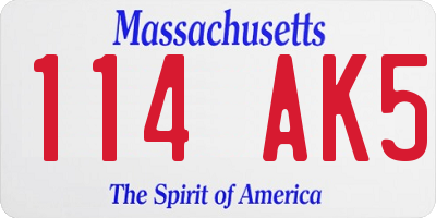 MA license plate 114AK5