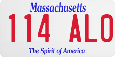 MA license plate 114AL0