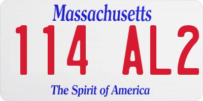 MA license plate 114AL2