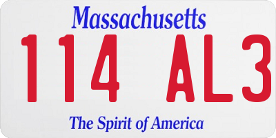 MA license plate 114AL3