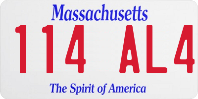 MA license plate 114AL4