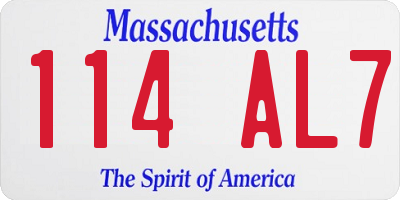 MA license plate 114AL7